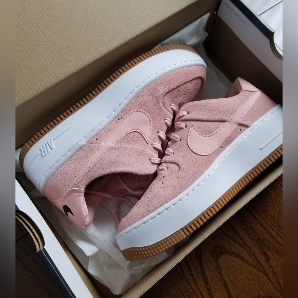 Pink suede Nike air forces 1s